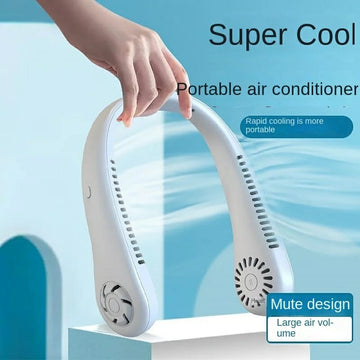 Mini Hanging Neck Fan High Wind 3 Speed Adjustable USB Charging Portable Quiet Super Long Life Outdoor Sports Office Camping (Random Color)
