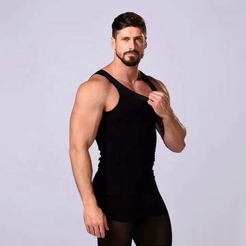 Slim N Fit Body Shaper Vest Shirt - Tank Top Sleeveless Shapewear For Men (Black)